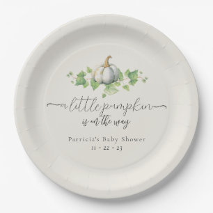 Plato De Papel Caer Placas de papel Baby Shower de calabaza blanc
