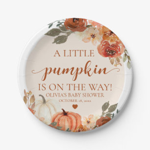 Plato De Papel Caer Un Pequeño Calabaza En El Autumn Floral Baby 