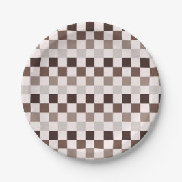 Plato De Papel Cafe Au Lait checkerboard pattern