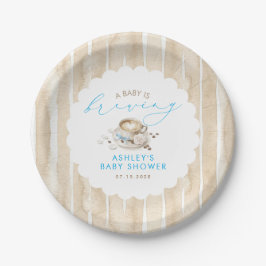 Plato De Papel Café Baby Blue Bow está preparando al bebé para la