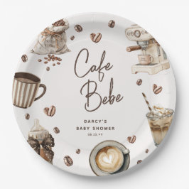 Plato De Papel Cafe Bebe' A Acuarela Fiesta de Bebé de Café