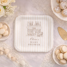 Plato De Papel Café Bebe Baby Shower 
