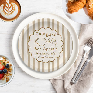 Plato De Papel Café Bebe Café Francés Personalizado para Baby Sho