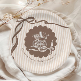 Plato De Papel Cafe Bebe Coffee Bow Baby Stroller Baby Shower
