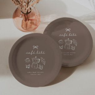 Plato De Papel Café Bebe Espresso para Baby Shower en Casa