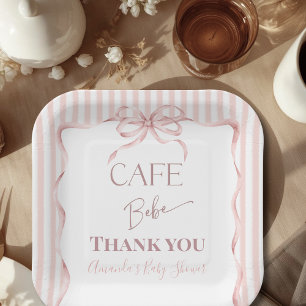 Plato De Papel Cafe Bebe Girl Taza Rosa Retro Baby Shower