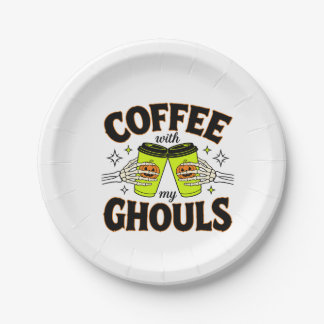 Plato De Papel Café con mis espectros divertido café de Halloween