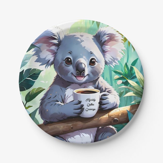 Plato De Papel Café Cozy Jungle Koala (Anverso)