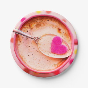 Plato De Papel Café de corazón dulce taza rosa y platillo