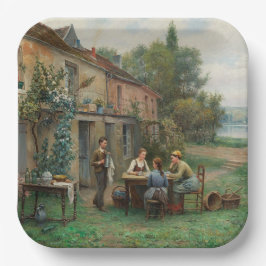 Plato De Papel Café en el jardín (paisaje francés)