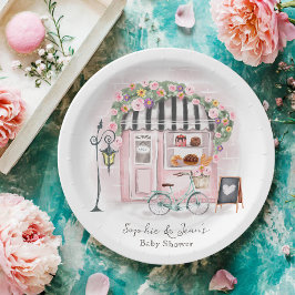Plato De Papel Café francés Bonjour Bebe Paris Tea Baby Shower