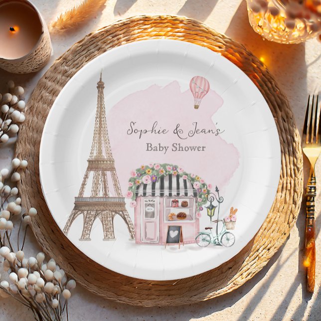 Plato De Papel Café francés Bonjour Bebe Paris Tea Baby Shower (Subido por el creador)