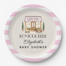Plato De Papel Café Francés París Bebe Niña Baby Shower