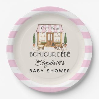 Plato De Papel Café Francés París Bebe Niña Baby Shower