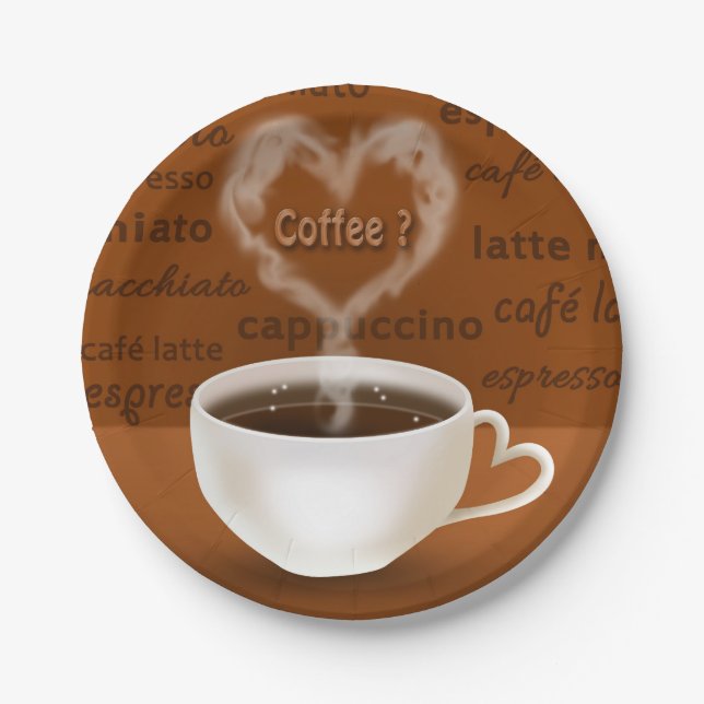 Plato De Papel Café? Humo con forma de corazón (Anverso)