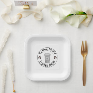 Plato De Papel Café moderno Café Café Café Café bar té Personaliz