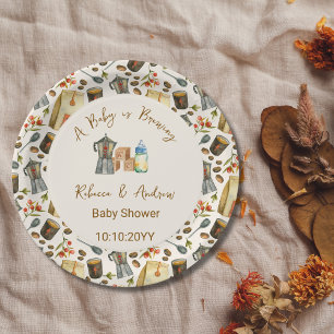 Plato De Papel Café: Un bebé está preparando Baby Shower