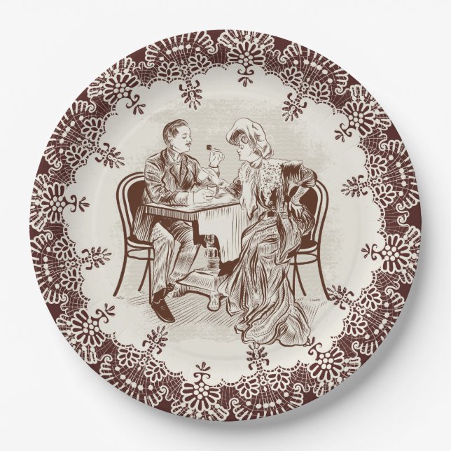 Plato De Papel café y amor (Anverso)