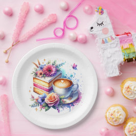 Plato De Papel Café y pastel | Cumpleaños del mejor amigo