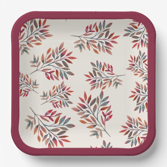 Plato De Papel Caída Botánica Morada Sale Personalizable De Marfi (Anverso)