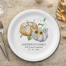 Plato De Papel Caída Calabaza de otoño Flor de girasol y de algod