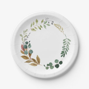 Plato De Papel Caída de acuarela deja la vegetación moderna de la