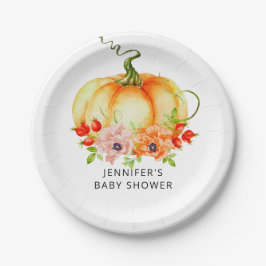 Plato De Papel Caída de calabaza acuática de la ducha de bebé