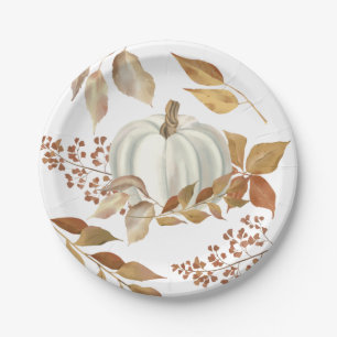 Plato De Papel Caída de Calabaza Blanca Sale de Acción de Graci