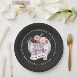 Plato De Papel Caída de calabaza pequeña ducha de bebé caída púrp<br><div class="desc">Una calabaza pequeña cae de fiesta de ducha de bebé placas de papel en negro,  púrpura,  verde,  terracota y melocotón. Con hermosas acuarelas florales,  follaje y diseño de calabaza. Diseño ideal otoño/otoño. Suficiente para una ducha neutra de género.</div>