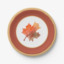 Plato De Papel Caída de hojas de arce botánico y franja de terrac