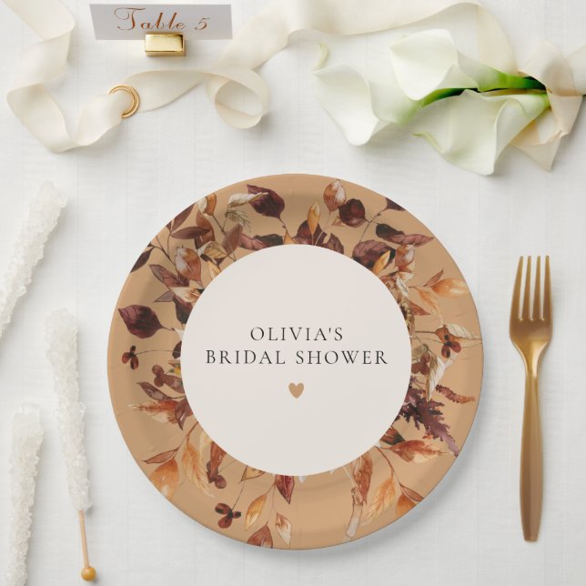 Plato De Papel Caída de la ducha nupcial floral de terracota bohe (Boda)