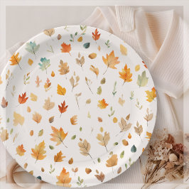 Plato De Papel Caída de la hoja de otoño |