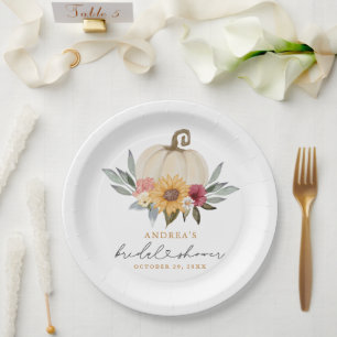 Plato De Papel Caída de la vegetación Calabaza Sunflower Ducha de