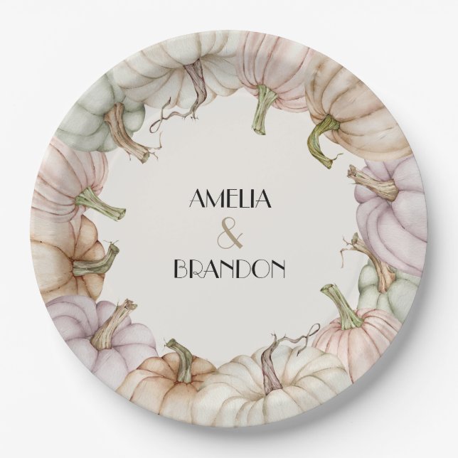 Plato De Papel Caída de las calabazas pasteles (Anverso)