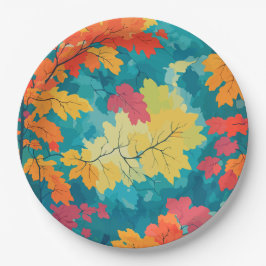 Plato De Papel Caída de otoño acuarela floral ducha de bebé