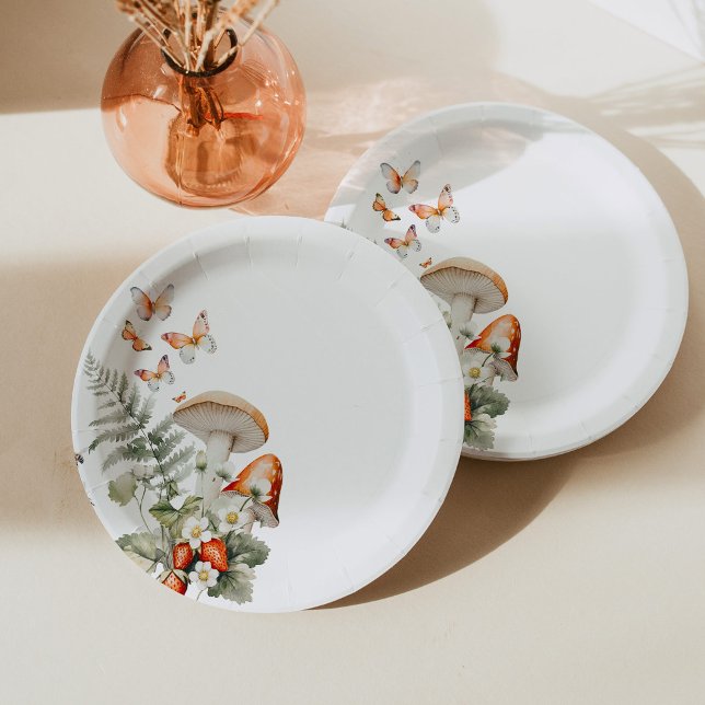 Plato De Papel Caída del bosque, pequeña ducha de bebé de setas (Subido por el creador)