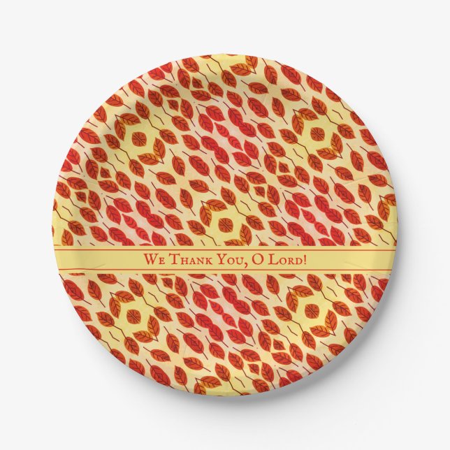 Plato De Papel Caída del Día de Acción de Gracias en otoño deja u (Anverso)