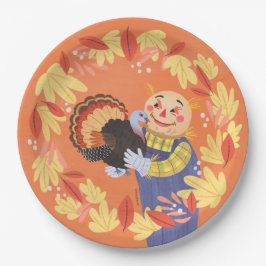 Plato De Papel Caída del espantapájaros del otoño y Turquía