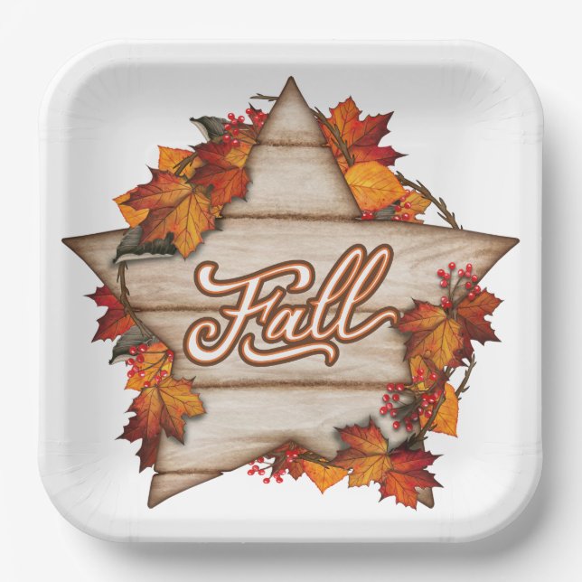 Plato De Papel Caída Día de Acción de Gracias otoño cosecha Calab (Anverso)