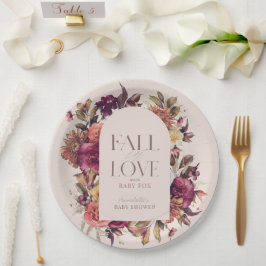 Plato De Papel Caída en el Amor Autumn Wreath Arch Pink Baby Show