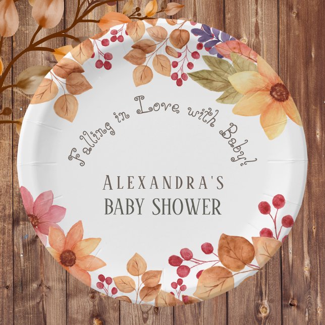 Plato De Papel Caída en el amor Floral otoño Baby Shower (Subido por el creador)