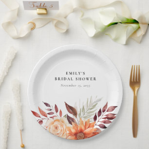 Plato De Papel Caída Floral Boho Bridal Shower