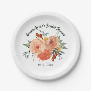 Plato De Papel Caída Floral Bridal Shower