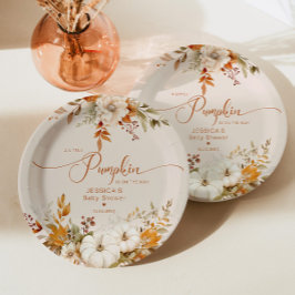 Plato De Papel Caída pequeña calabaza ducha de bebé rústica