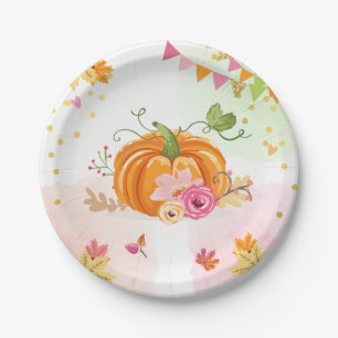 Plato De Papel Caída rosada del otoño de la ducha del oro de la