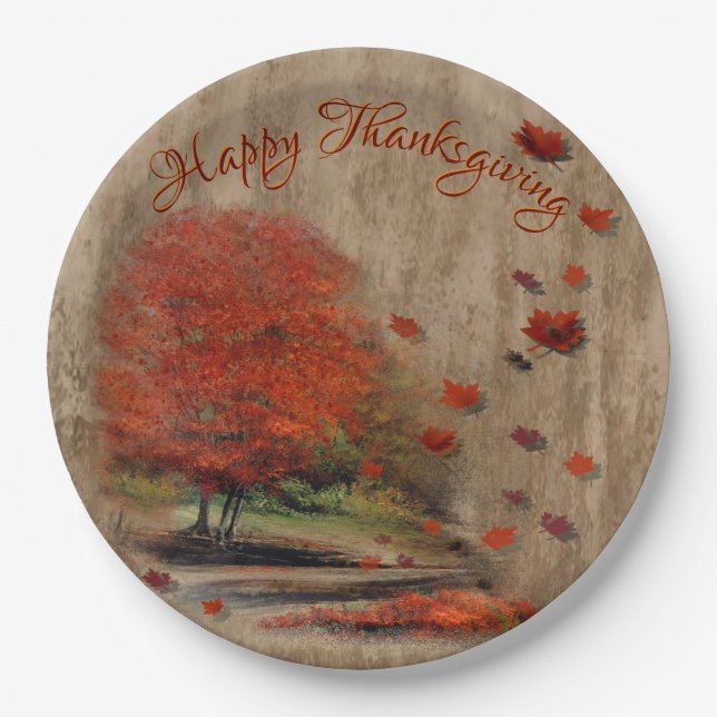 Plato De Papel Caída Sale de Placa De Papel Paisaje (Anverso)