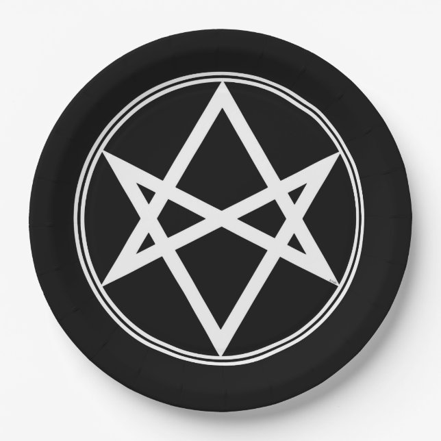 Plato De Papel Caída Unicursal Hexagram White (Anverso)