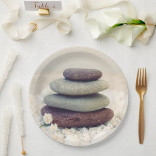 Plato De Papel Cairn meditativo de piedras apiladas