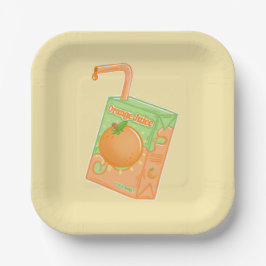 Plato De Papel Caja de jugo naranja Amarillo