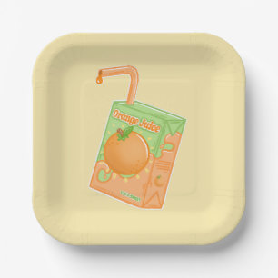 Plato De Papel Caja de jugo naranja Amarillo